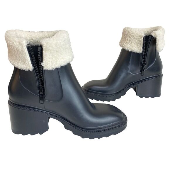 INC Eadin Ankle Bootie Faux Leather Faux Fur Trim Zipper Boots Womens Size 9 - Picture 14 of 16